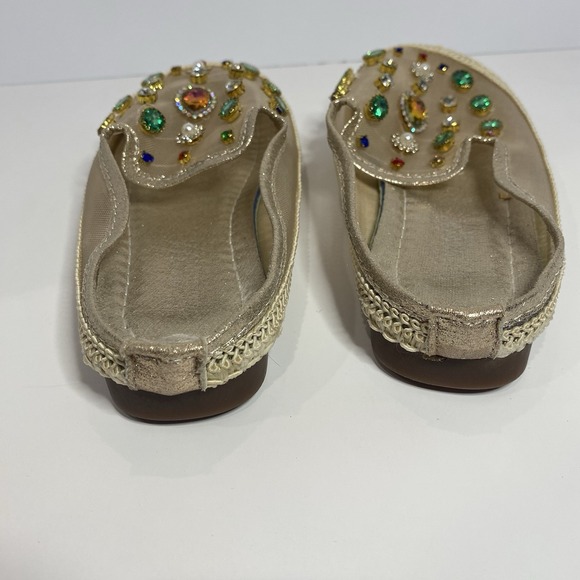 Women's Embellished Slip-On Khussa Jutti Flats Gold Mesh Beaded Shoes 230 (US 6) - Picture 6 of 6